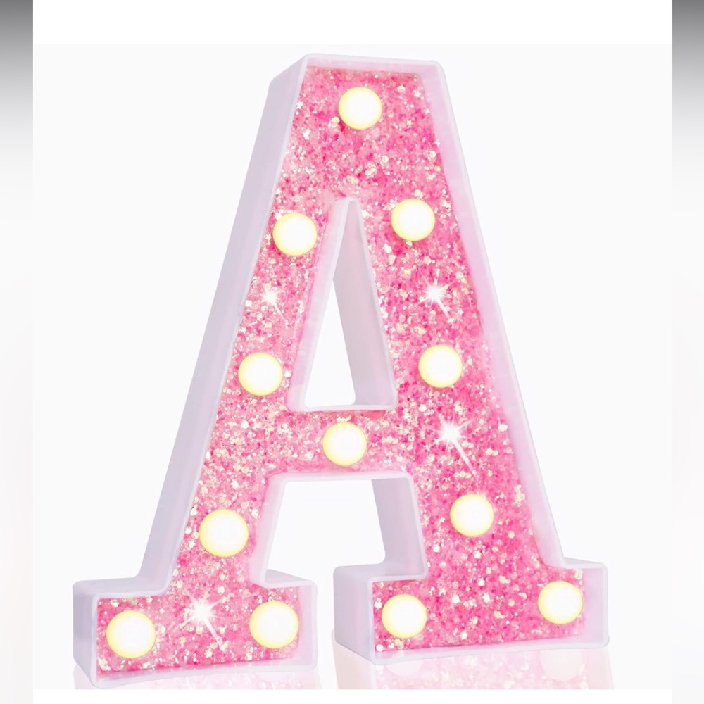 Pink Glitter LED Letter Light